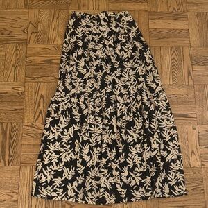 ba&sh Black and Cream Leaf Maxi Skirt
